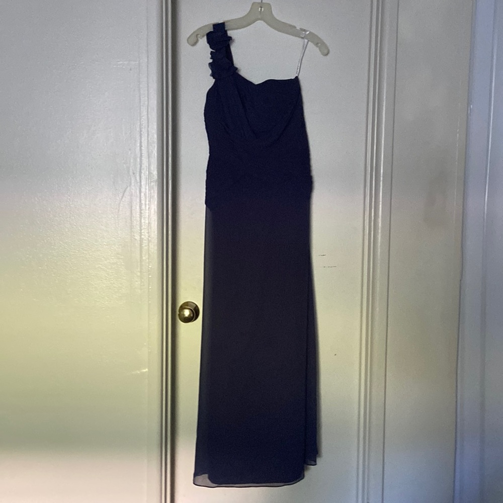 Blue one strap floor length gown